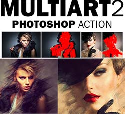 极品PS动作－喷溅艺术(带高清水墨笔刷)：MultiArt 2 Photoshop Action